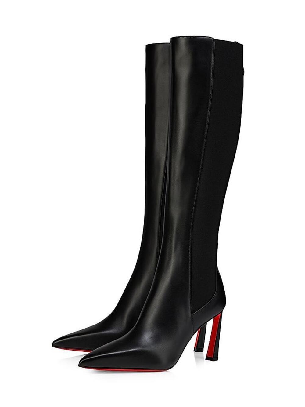 Christian Louboutin Condodo Botta 85 Black Calf Leather Knee High Heel Boot 38.5